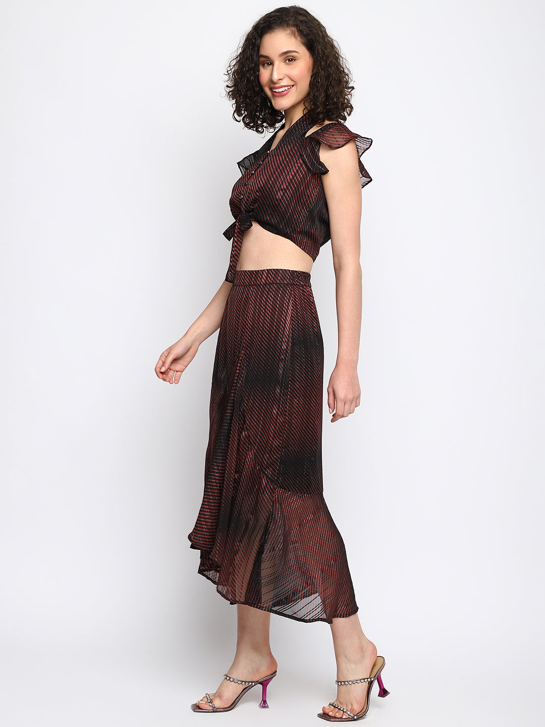 Black Cap Sleeve Solid Cordset Dress