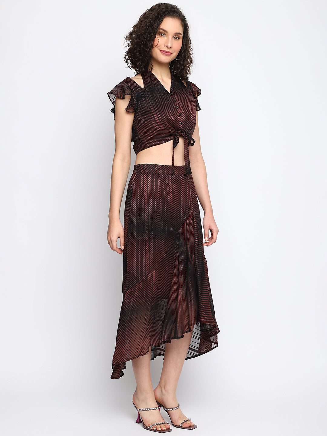 Black Cap Sleeve Solid Cordset Dress