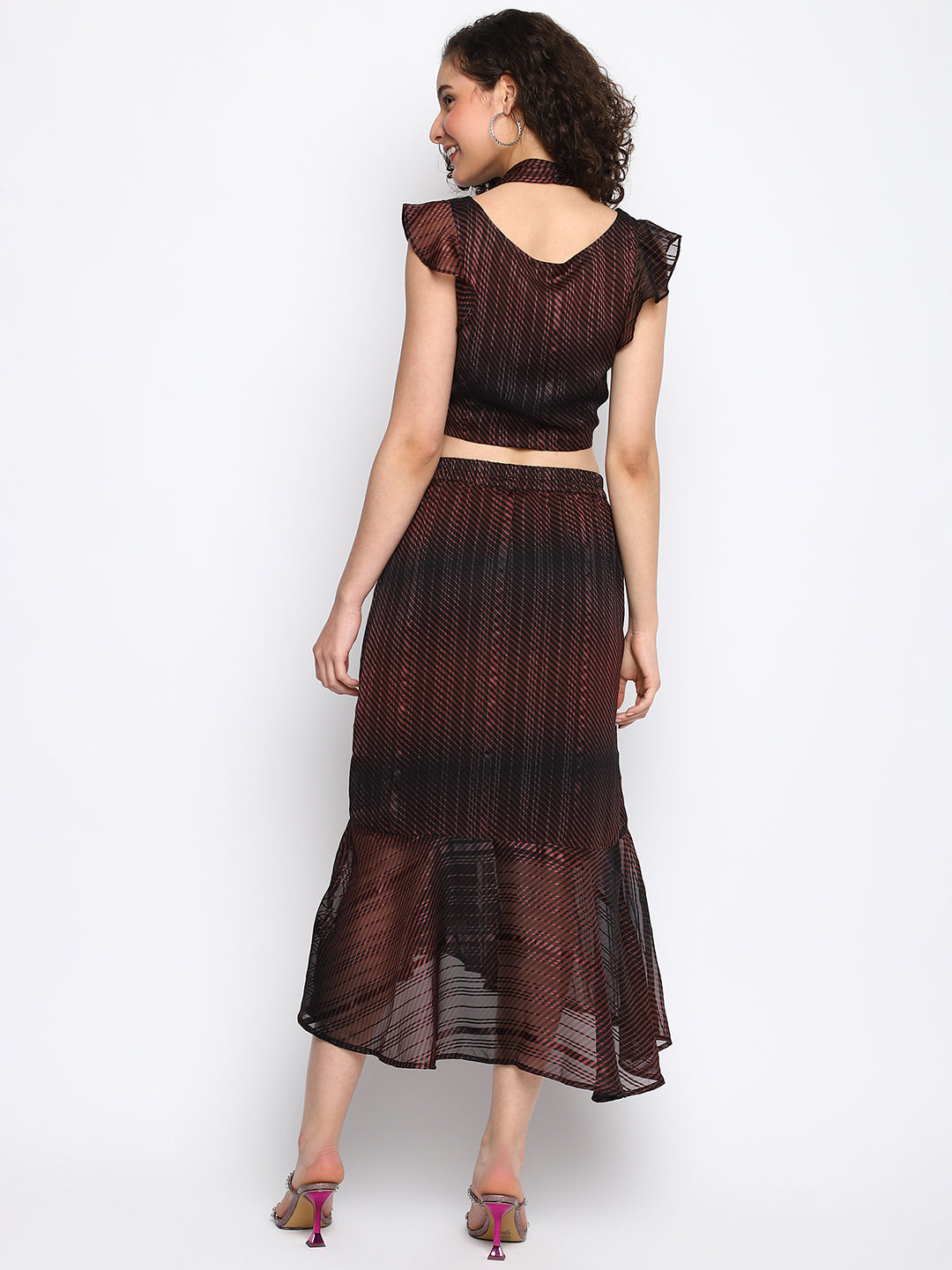 Black Cap Sleeve Solid Cordset Dress
