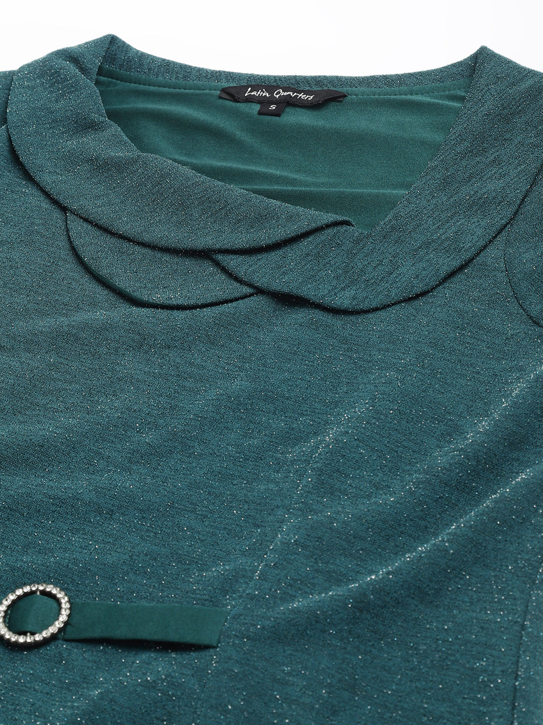 Green Mini Dress With Self Belt Design
