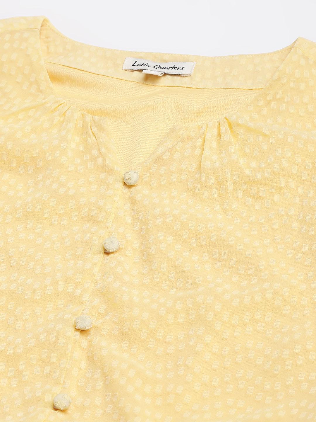 Yellow Co-Ord Set With A-Line Skirt And Knotted Top With Cap Sleeves