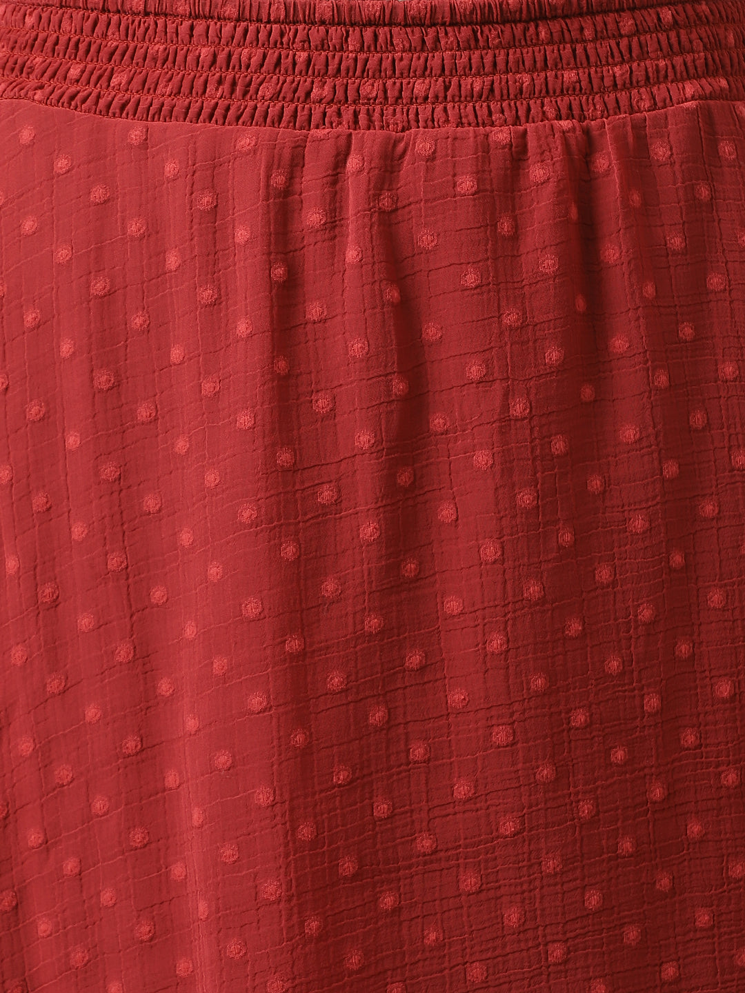 Maroon Co-Ord Set With A-Line Skirt And Knotted Top With Cap Sleeves