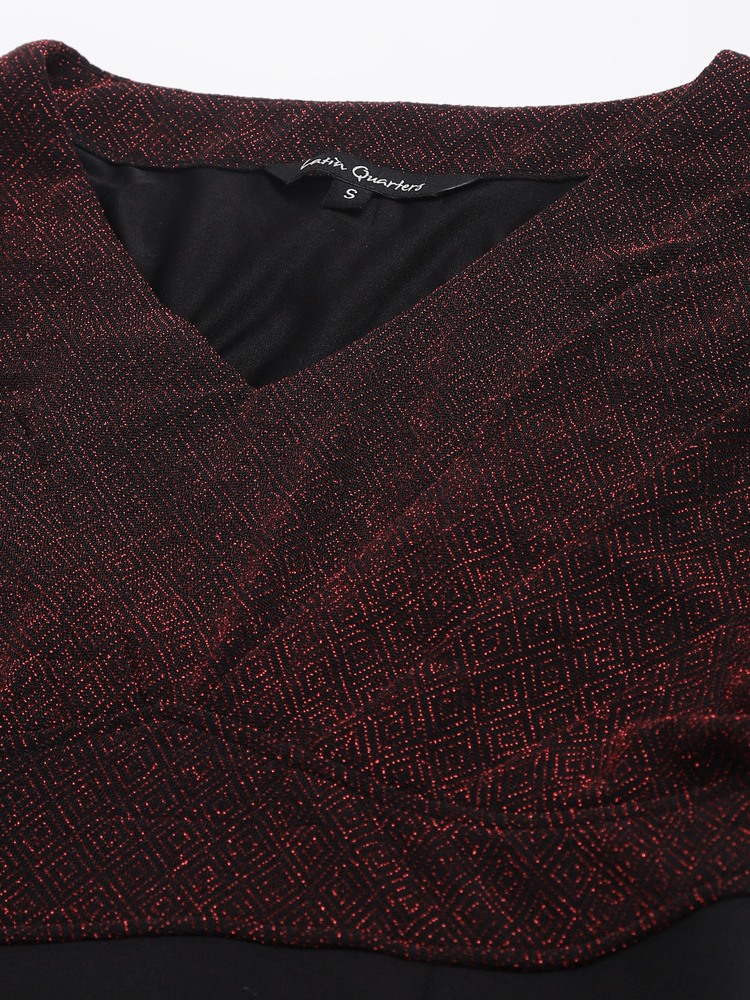 Maroon Sheath Dress With V Neck & Cap Sleeves