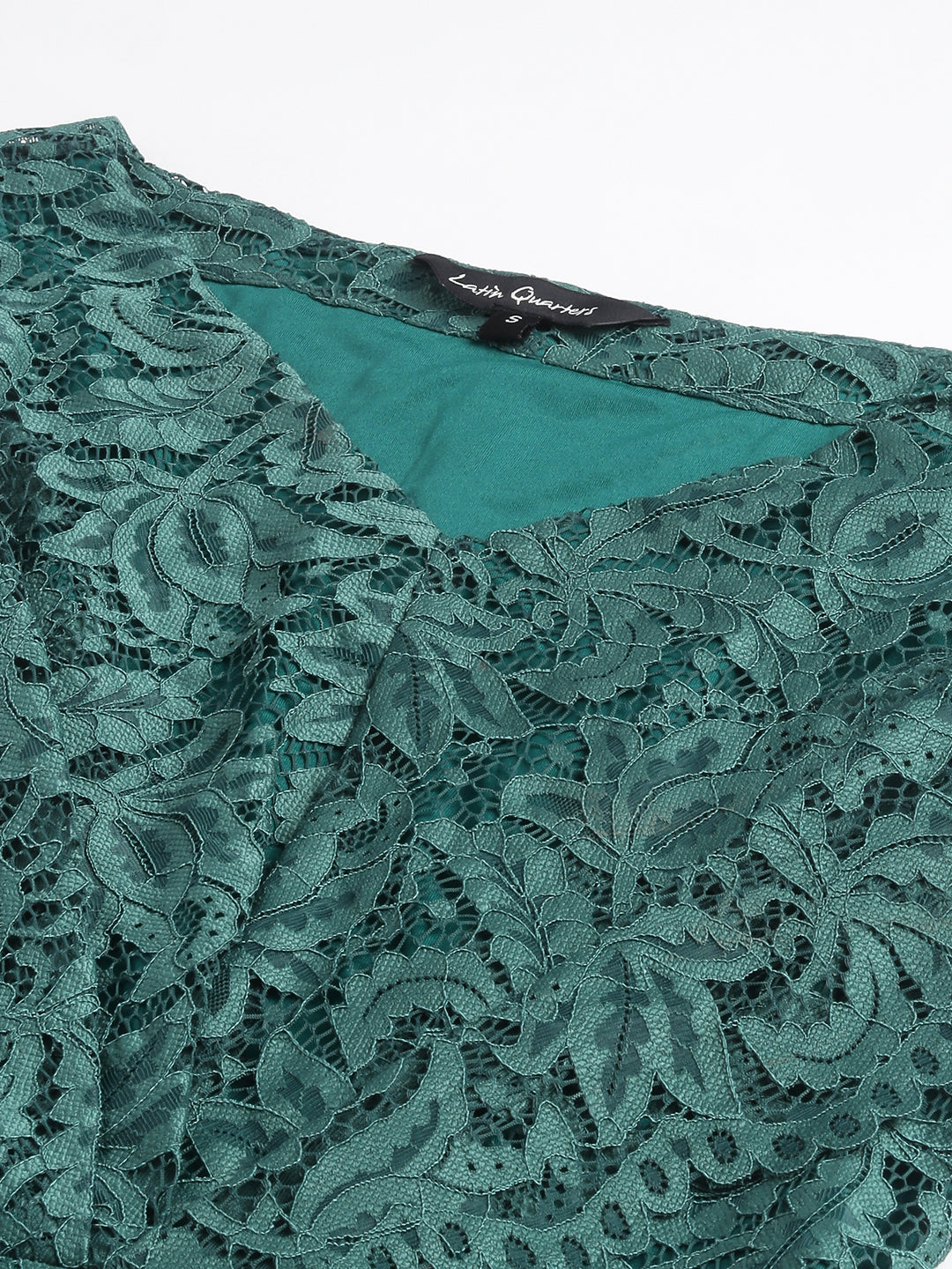 Green V Neck Cap Sleeve Lace Drop Waist Party Dress