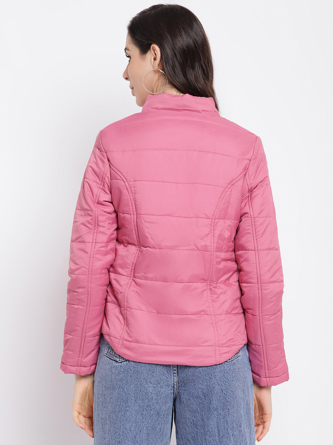 Pink Dusky Full Sleeve Puffer Jacket