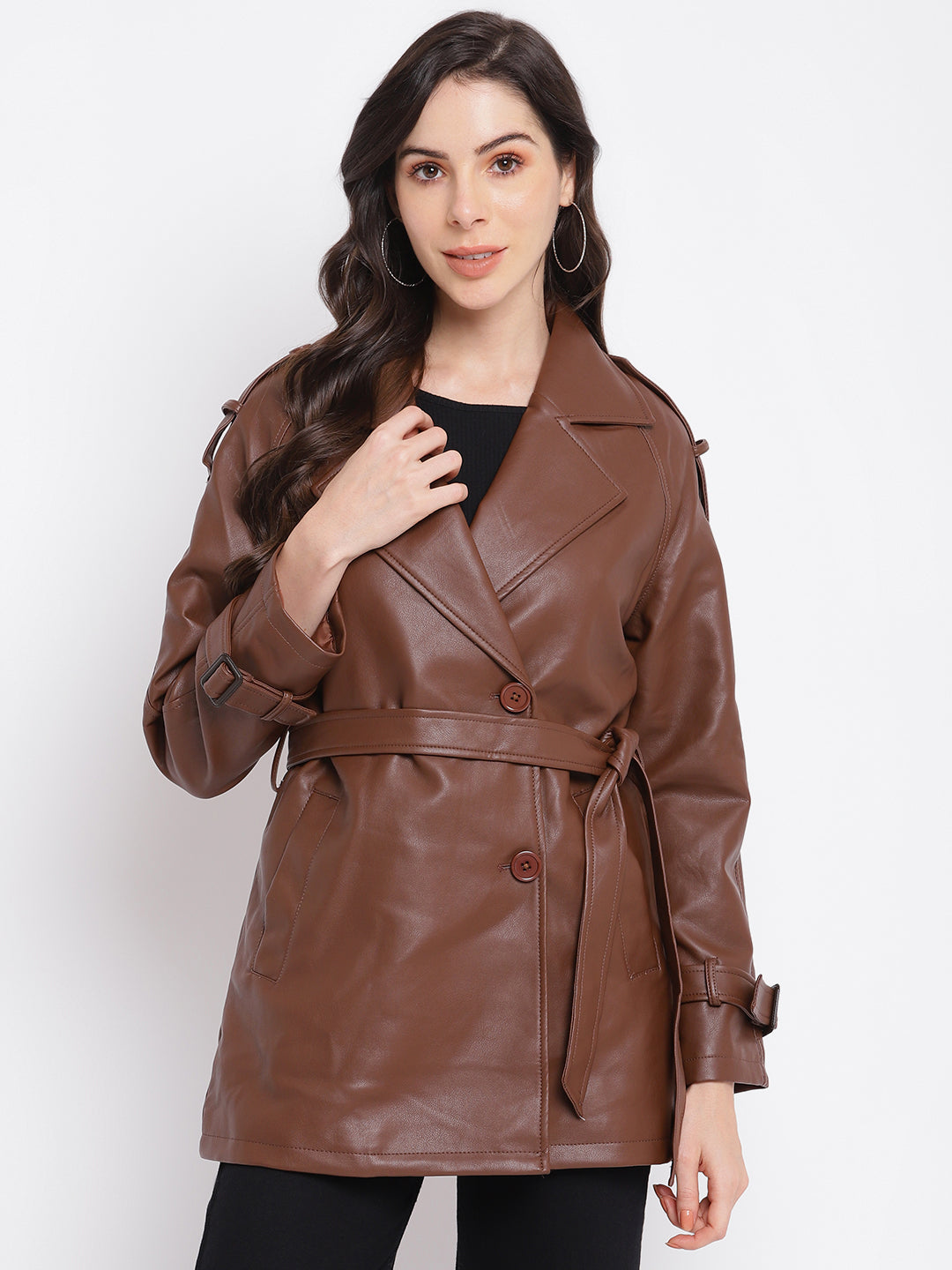Brown Full Sleeves Trench Coat