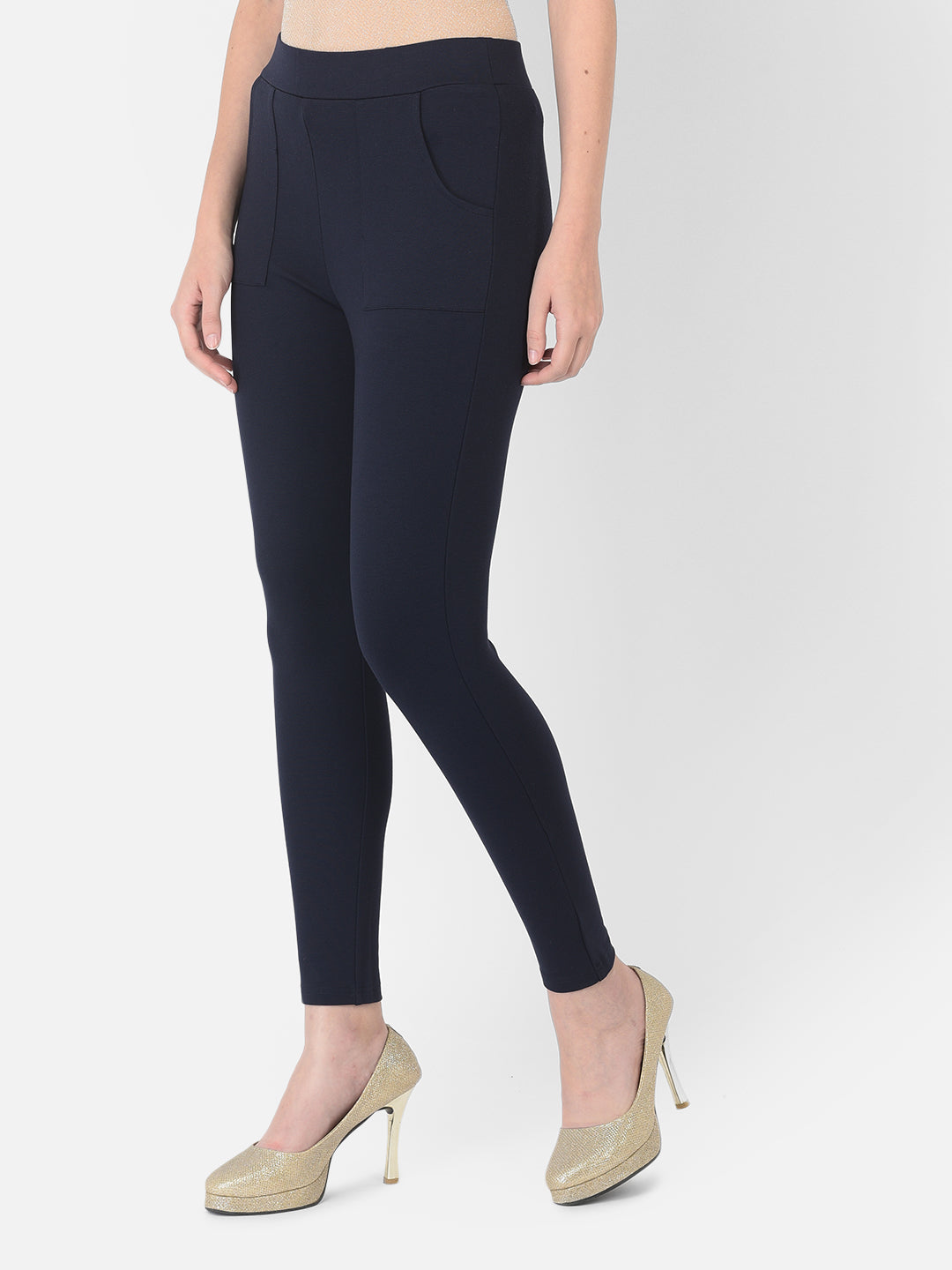 Blue Navy Roma Jeggings With Pocket