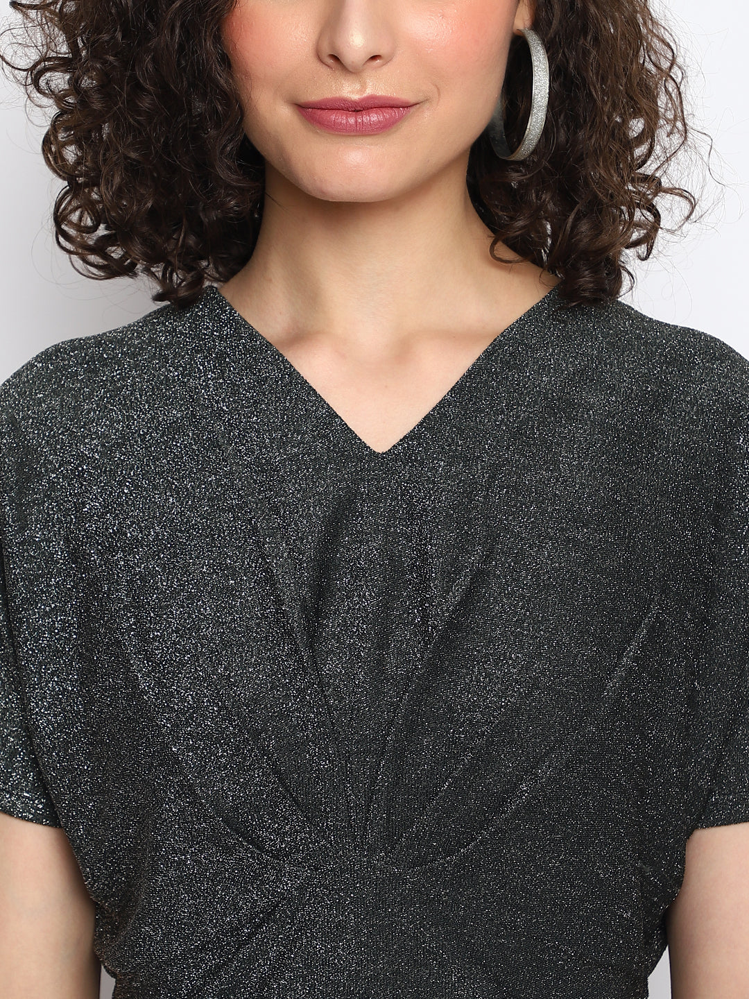 Green Half Sleeve Solid Knit Top