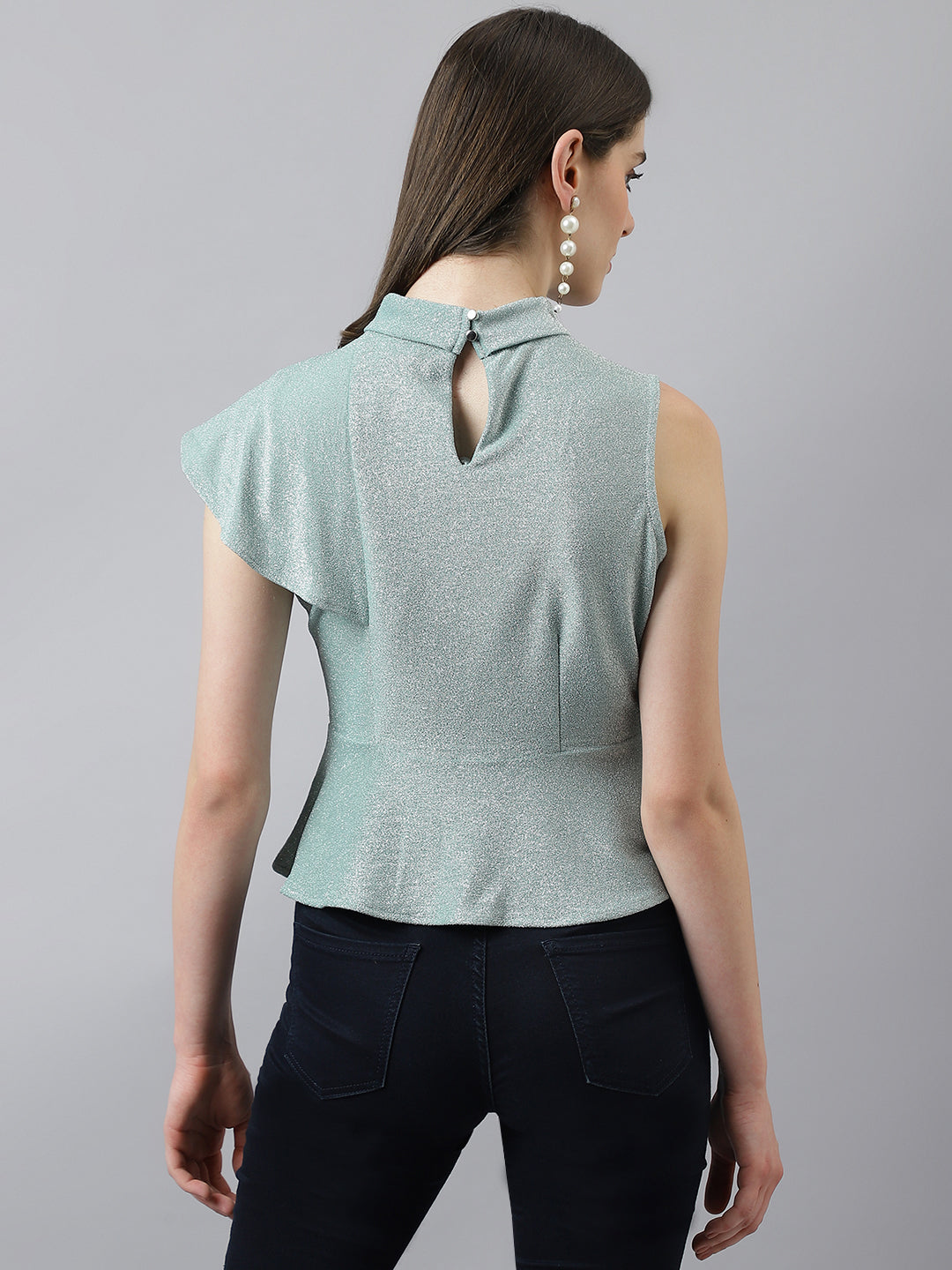 Green Turtle Neck Peplum Top