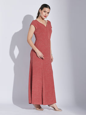 Latin Quarters Women Rose V-Neck Cap Sleeve Solid Dress