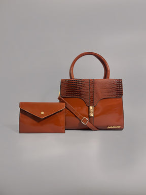 Latin Quarters Women Brown Solid Casual Two handled Satchel