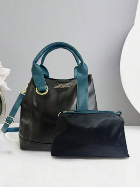 Latin Quarters Women Black Solid Two Handles Handheld Bag