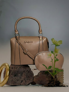 Latin Quarters Women Khaki Solid Two Handles Handheld Bag