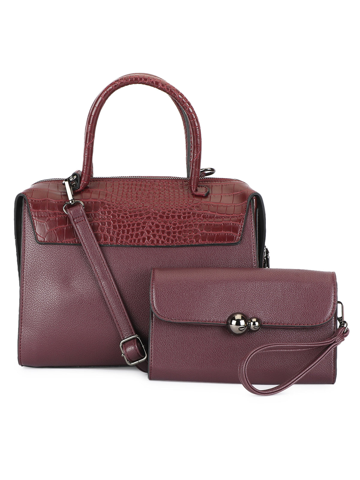 Latin Quarters Women Wine Solid Stylish Hand Bags For Day To Night