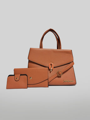 Latin Quarters Women Brown Solid Two Handles Satchel Bag