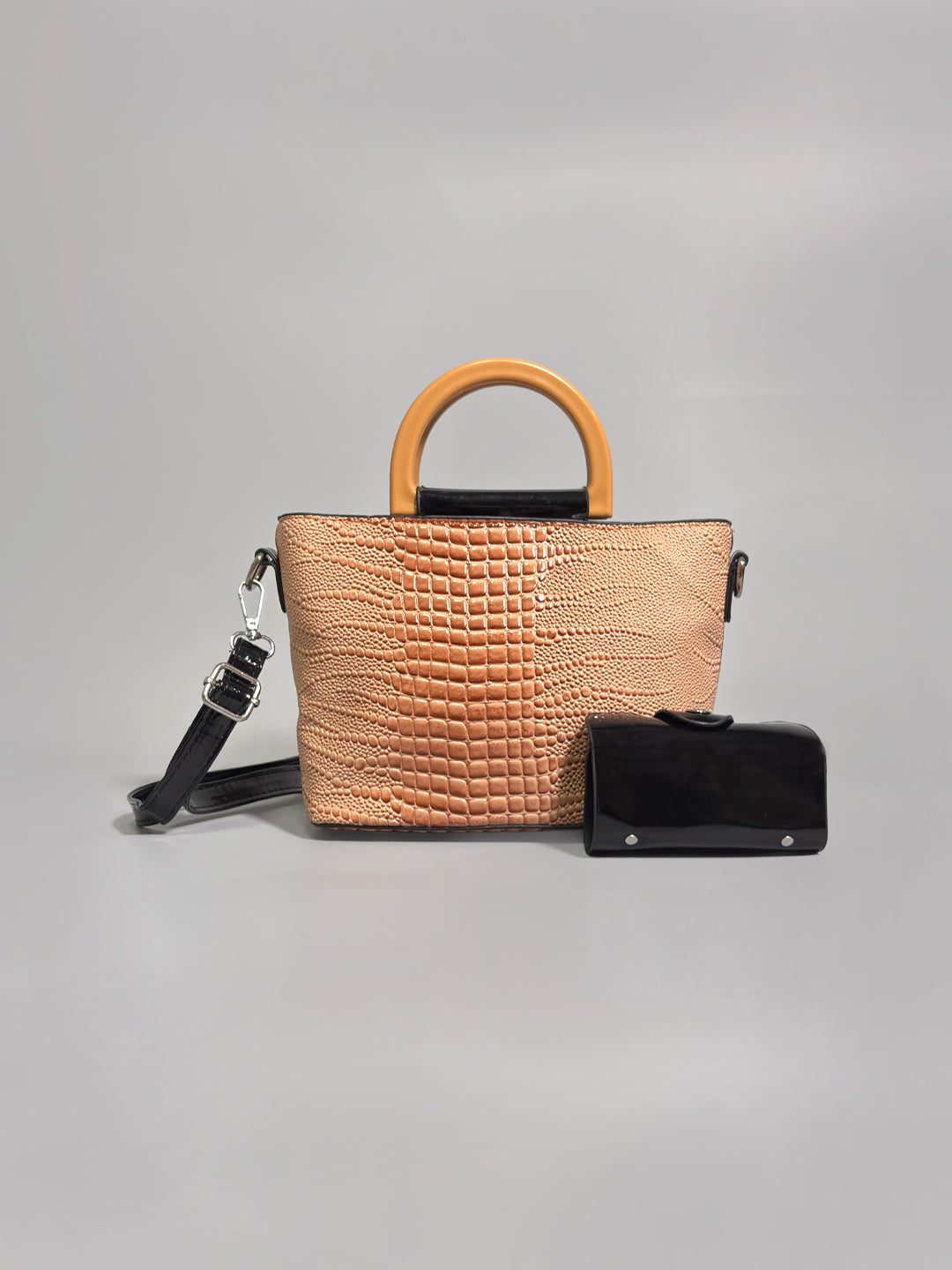 Latin Quarters Women Peach Textured Casual Two handled Satchel