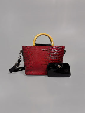 Latin Quarters Women Red Textured Casual Two handled Satchel