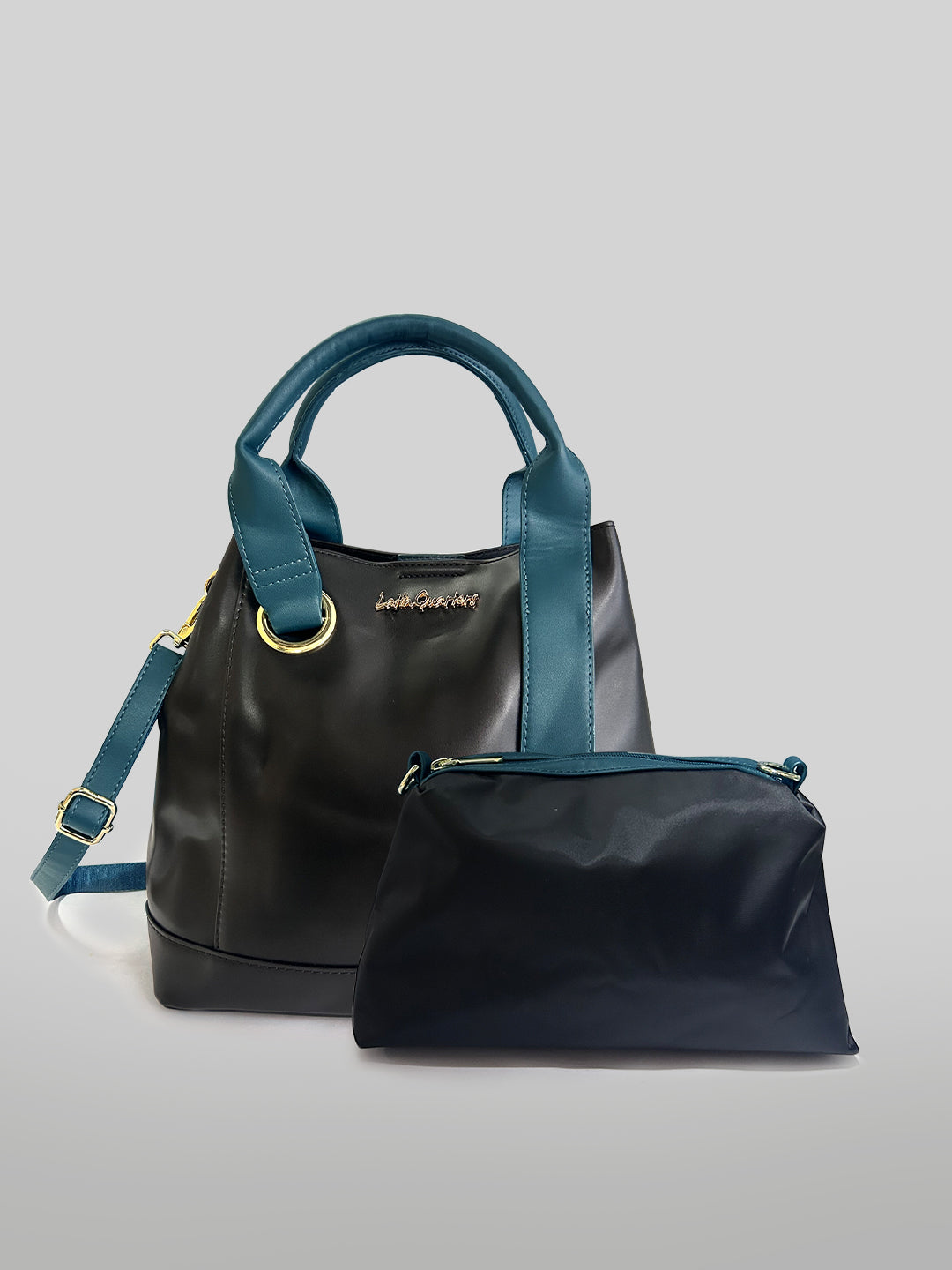 Latin Quarters Women Black Solid Two Handles Handheld Bag