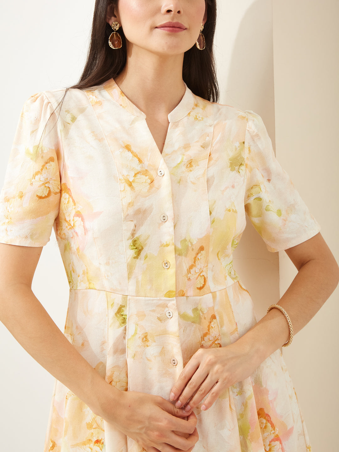 knee length dresses for ladies Mandarin Collar Festival Dress main image 1