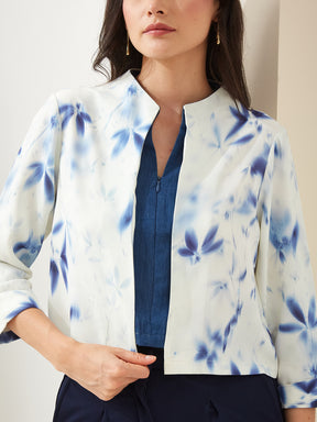 Latin Quarters Women White V- Neck 3/4Th Sleeves Printed Casual Top