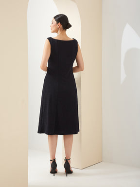 Latin Quarters Women Blue V-Neck Sleeveless A-Line Solid Party Dress