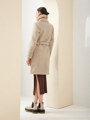 Latin Quarters Women Beige Collared Long Sleeve Solid Casual Coat