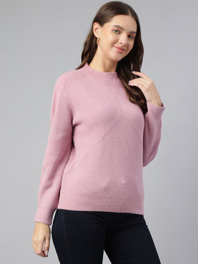 Latin Quarters Women Purple Round Neck Full Sleeve Solid Sweater