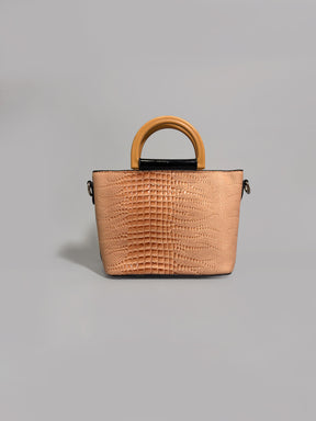 Latin Quarters Women Peach Textured Casual Two handled Satchel