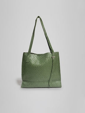 Latin Quarters Women's Green Snake-Textured Tote Bag