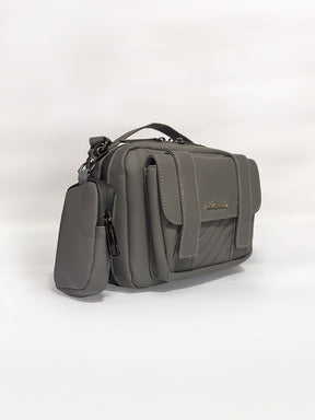 Latin Quarters Women’s Grey Crossbody Bag with Detachable Pouch