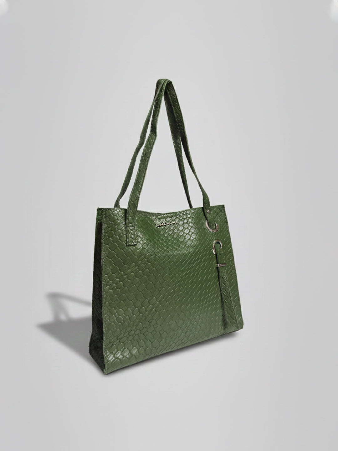 Latin Quarters Women's Green Snake-Textured Tote Bag