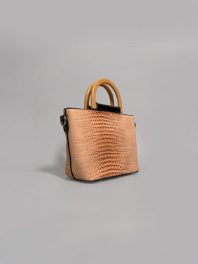 Latin Quarters Women Peach Textured Casual Two handled Satchel