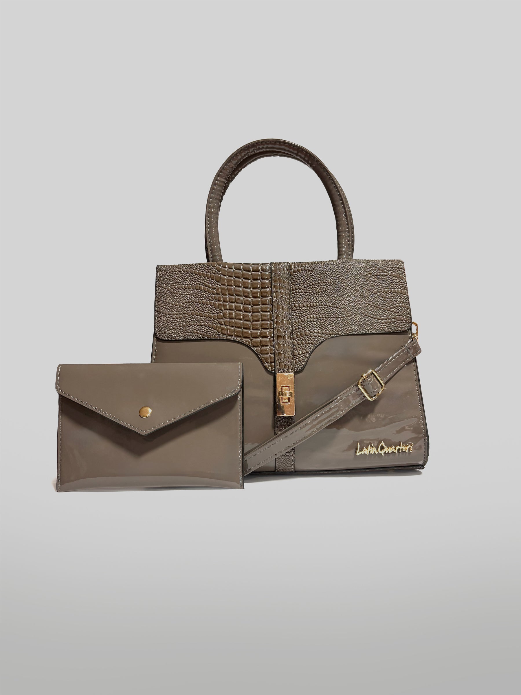 Latin Quarters Women Grey Solid Two Handles Satchel bag