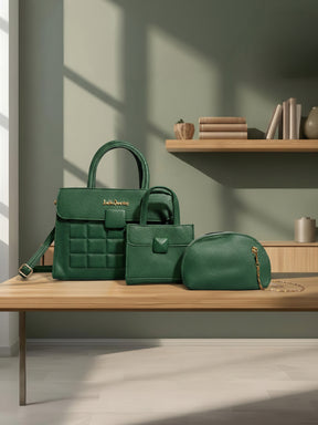 Latin Quarters Women Solid Green Casual Two handled Satchel