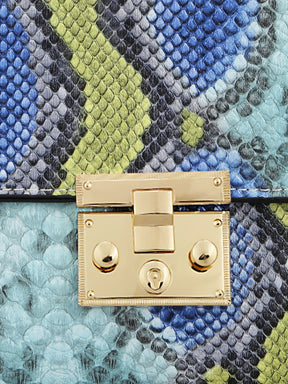 Blue & Green Snake Textured Sling Bag