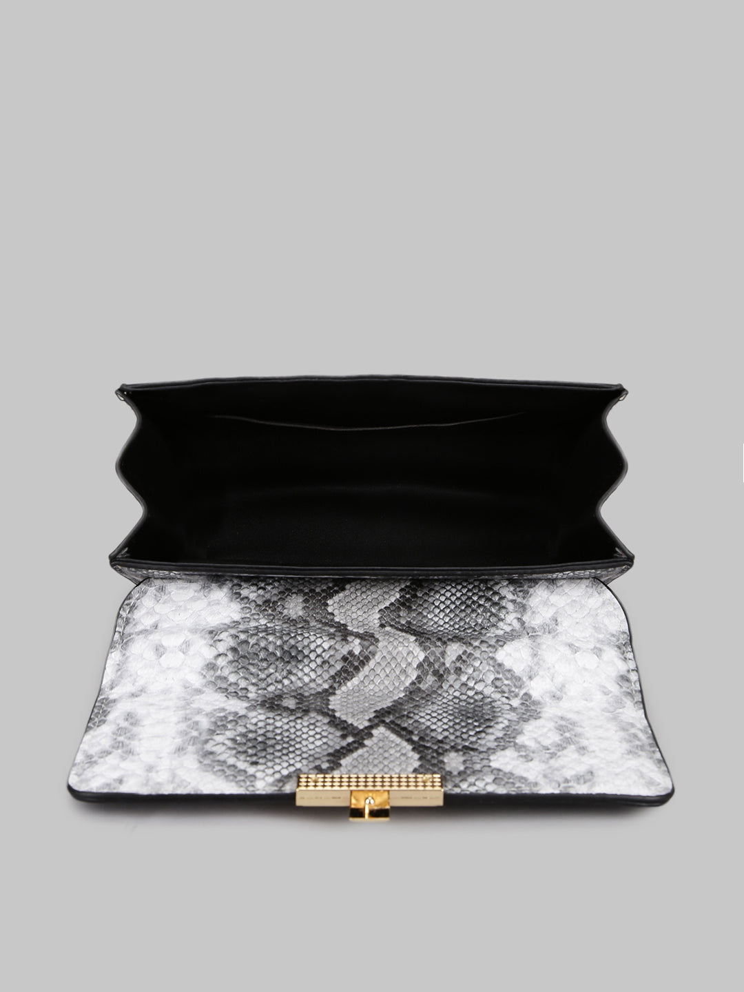 Silver & Black Snake Textured Sling Bag