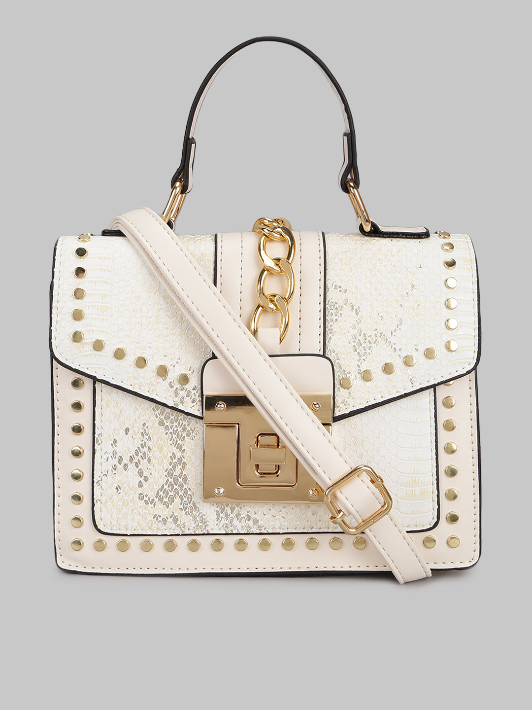 Latin Quarters Women Cream Solid Stylish Clutch Hand Bags For Evening