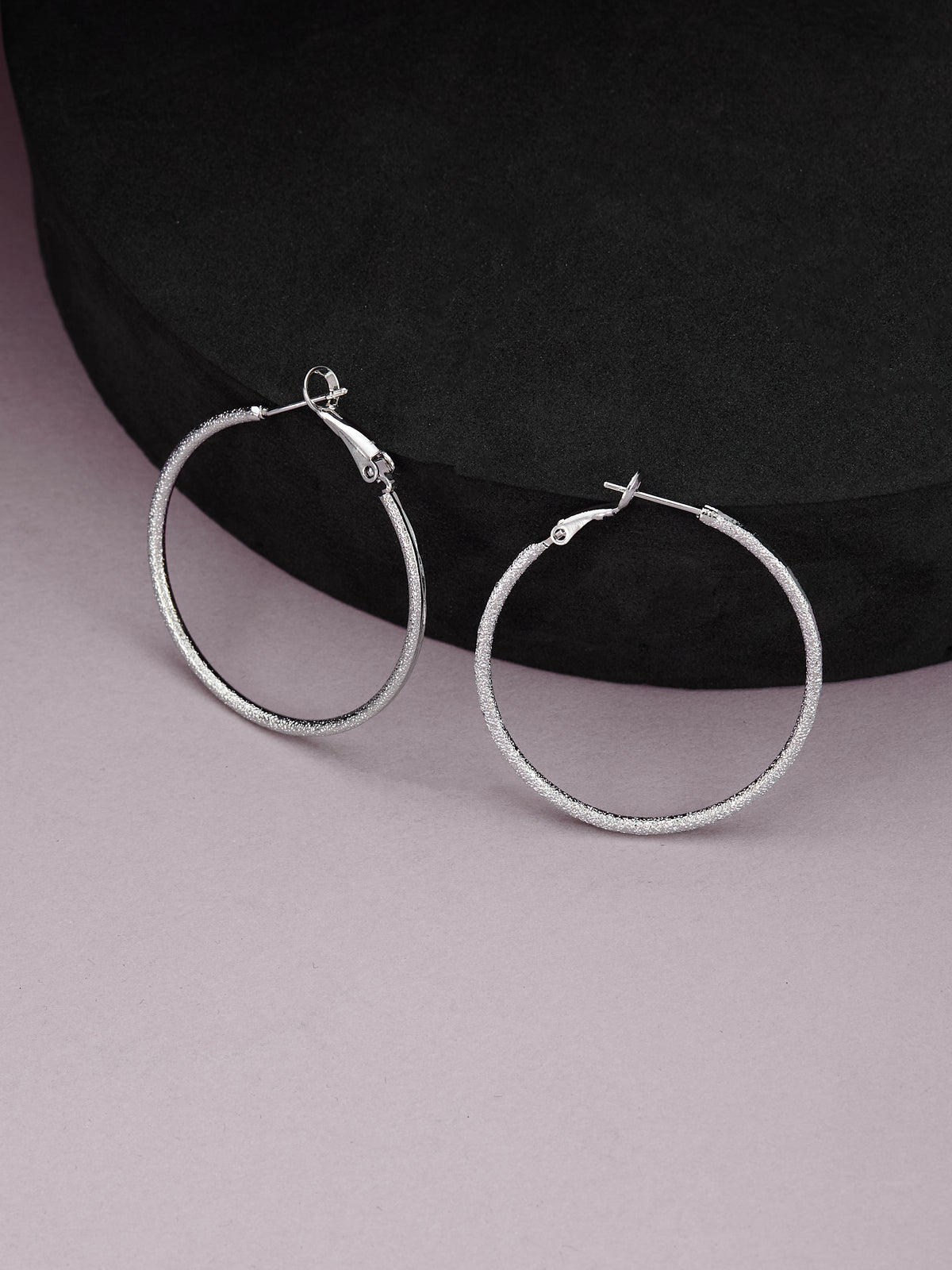 Silver Round Hoop Earrings for Women & Girls