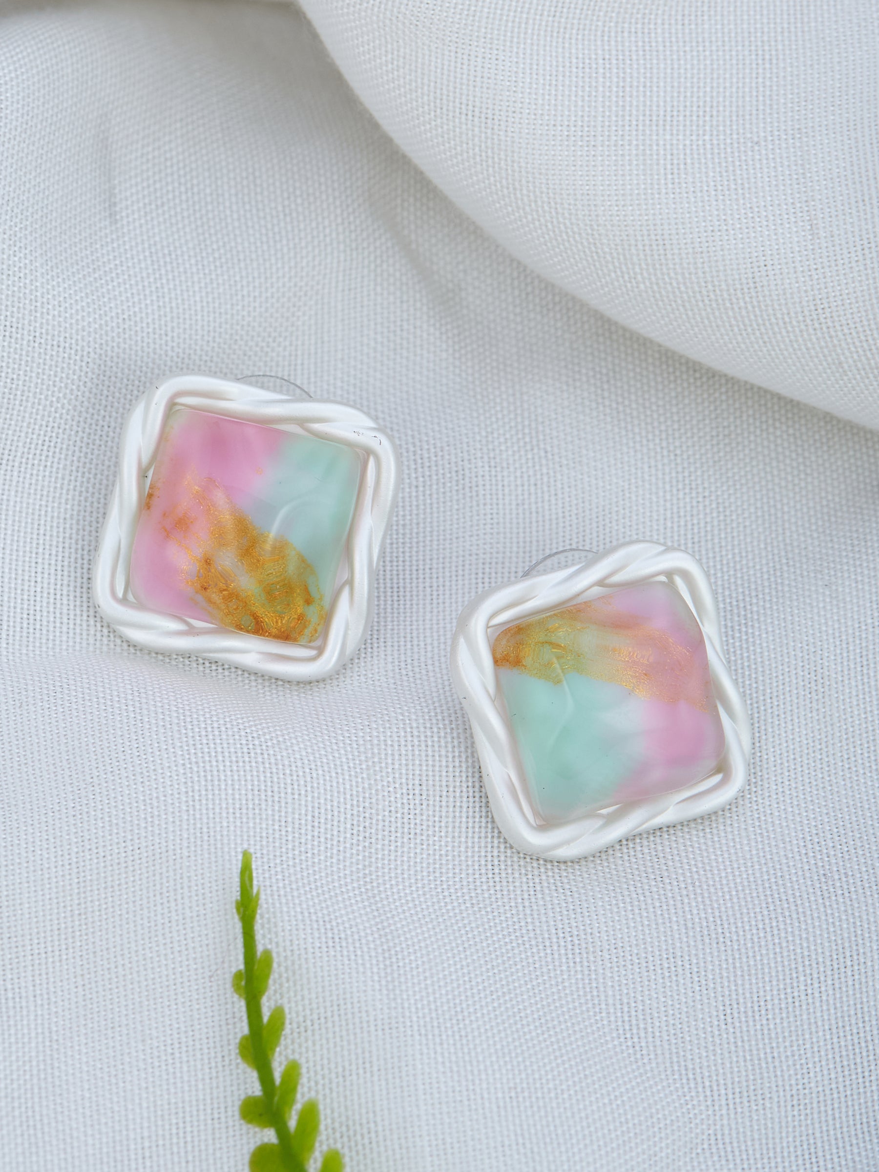 Multicolor Square Stud Earrings for women & girls