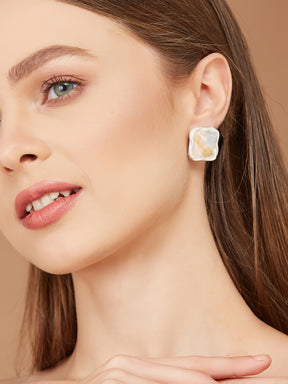 Silver Square Stud Earrings for women & girls