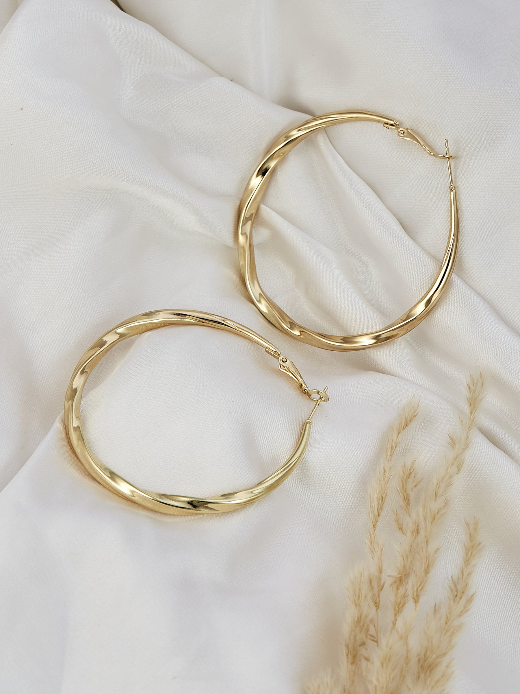 Stylish Gold Plated Hoop Earrings For Women Girls - Main Image