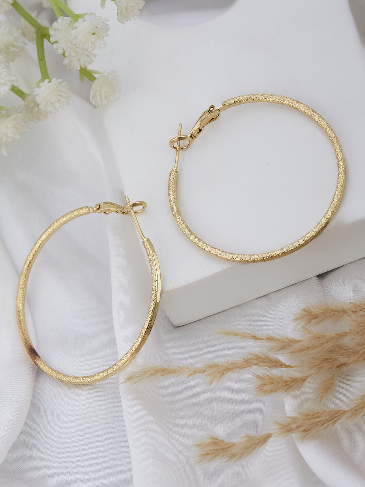 Round Gold Plated Hoop Earrings for women & girls