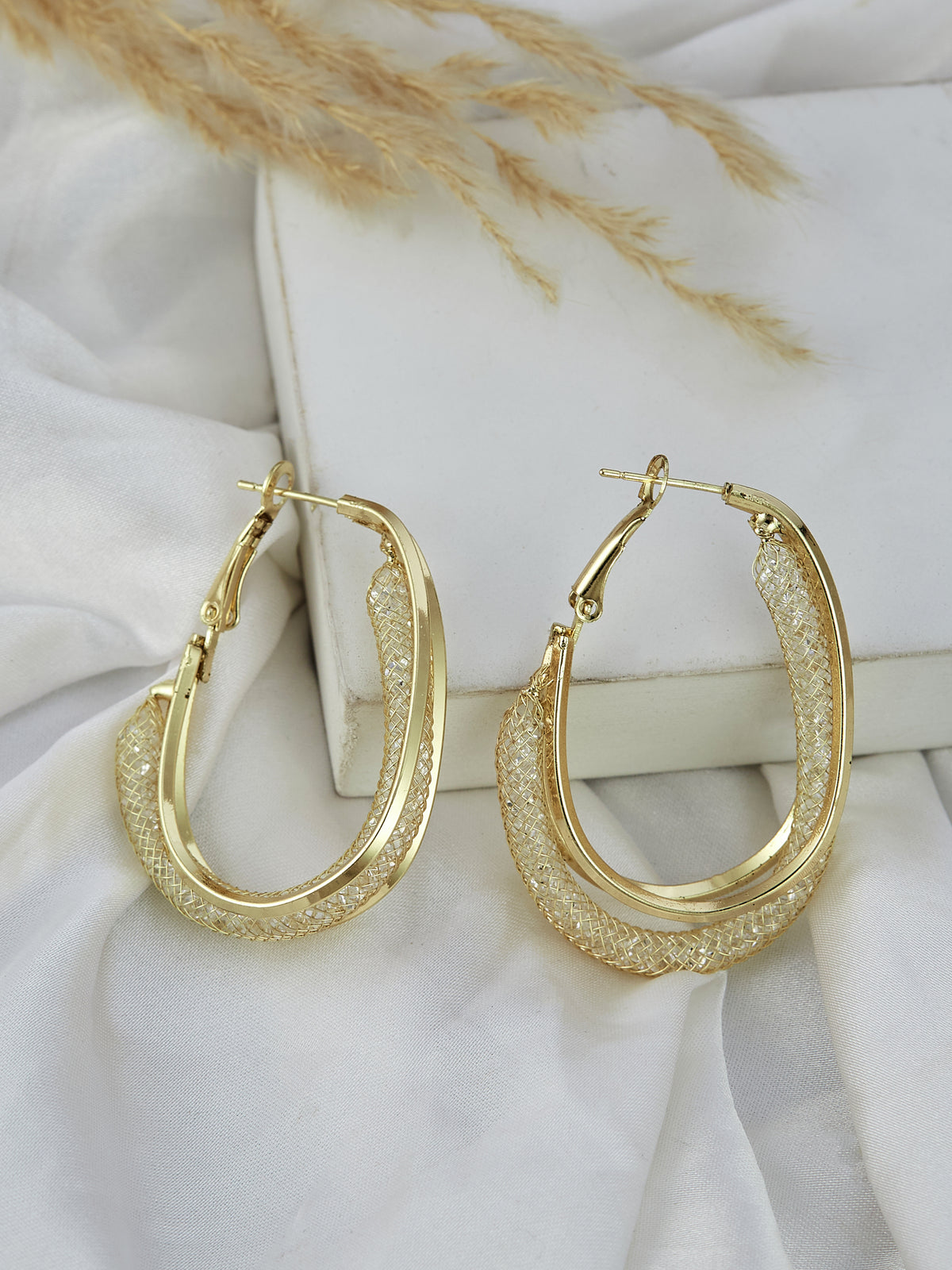 Gold Plated Long Hoop Earrings for women & girls