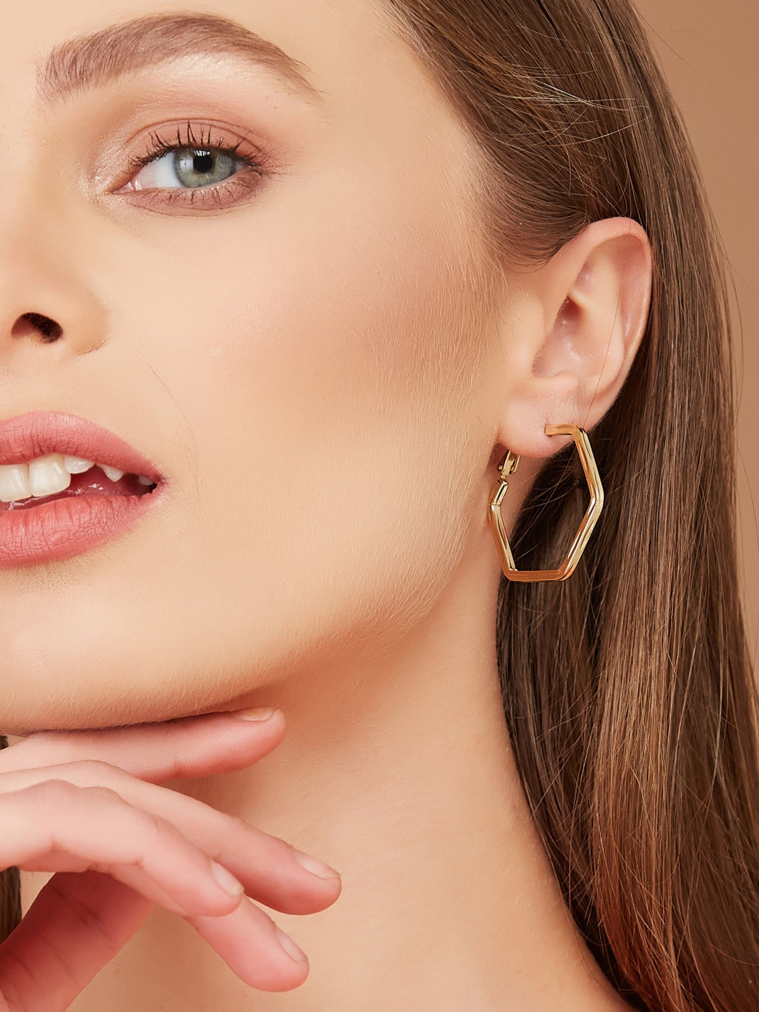 Gold Hexagon Earrings for women & girls