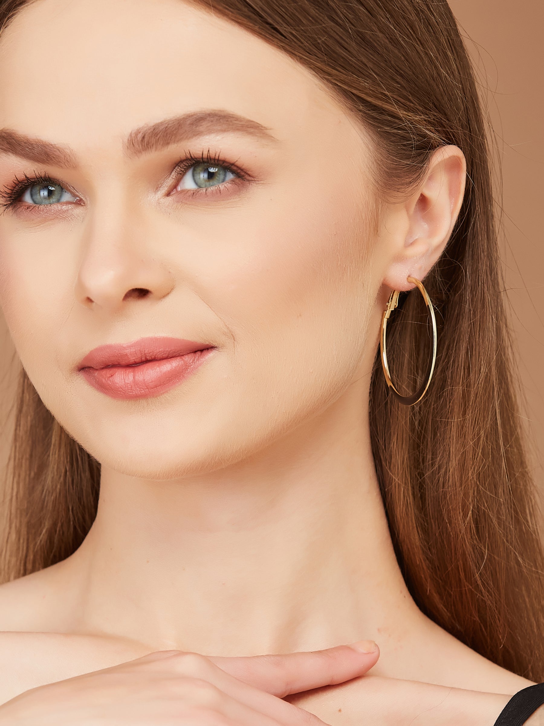 Gold Plated Round Hoop Earrings For Women Girls