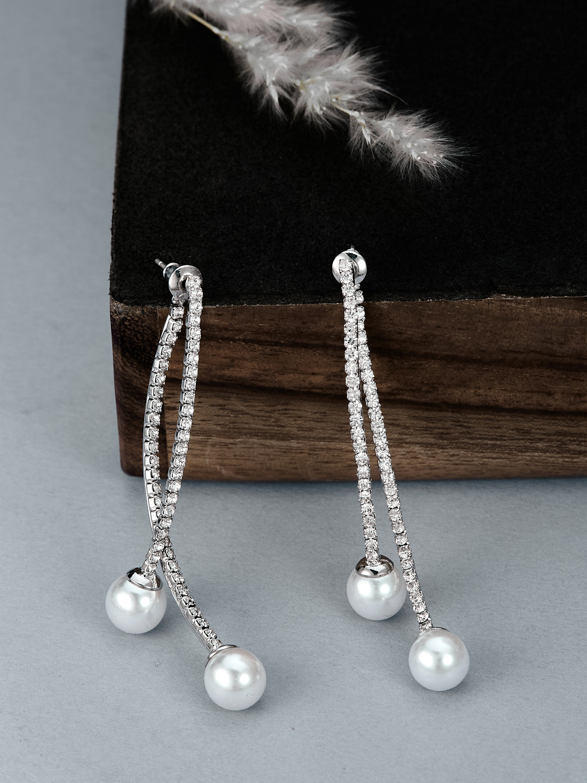 Silver & Pearl Dangle Earrings for women & girls