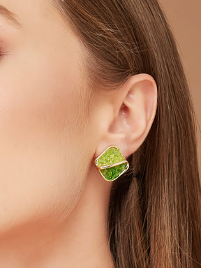 Stylish Gold plated & Green Stud Earrings for women & girls