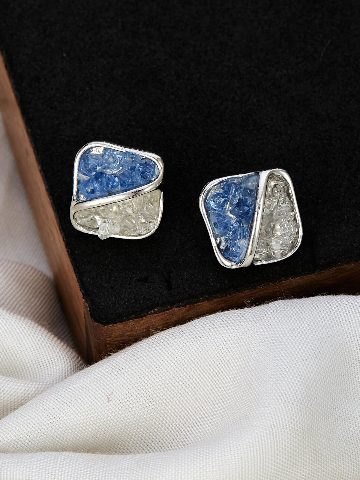 Stylish Silver & Blue Stud Earrings for women & girls