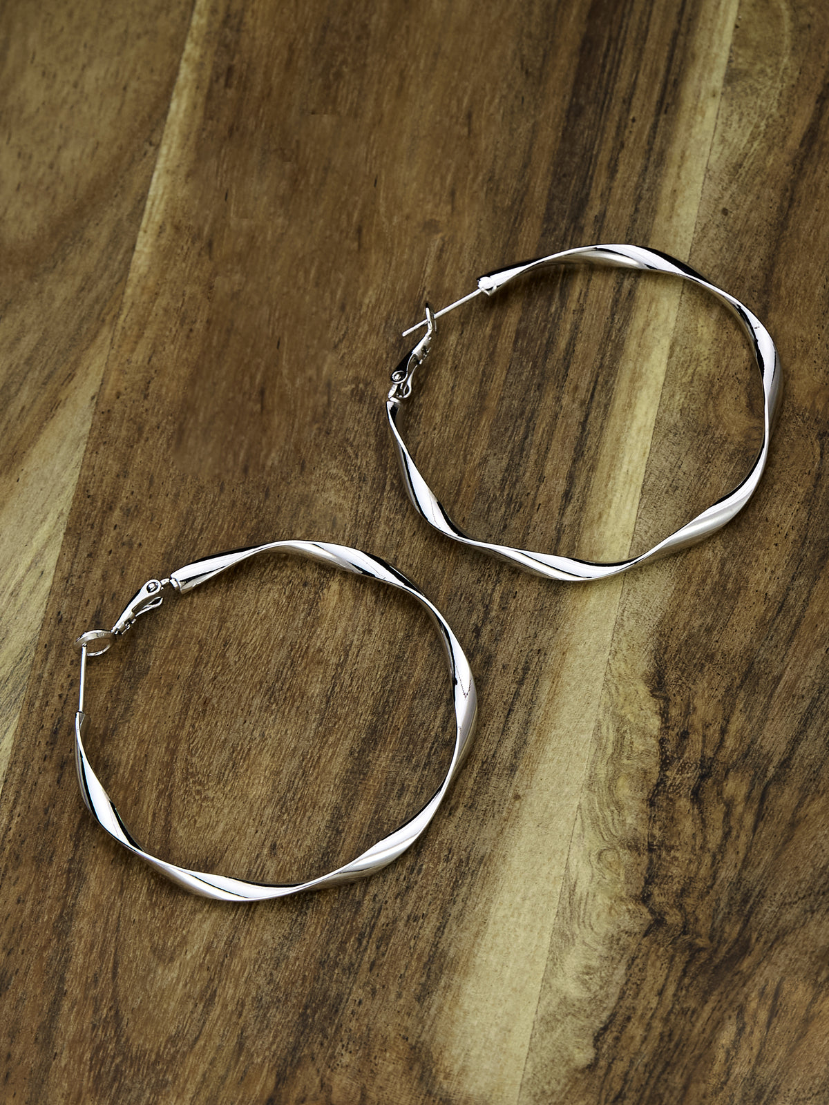 Curved silver Hoop earrings for women & girls