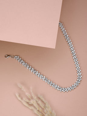 Silver Crystal Choker Necklace for women & girls